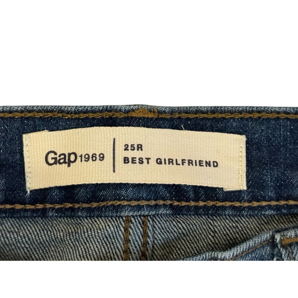 Gap Women’s Best Girlfriend Dark Wash Faded Distressed Denim Jeans Size 25R - Picture 4 of 8